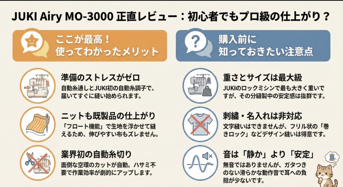 Airy MO-3000の口コミ評判レビュー！名入れや刺繍もできる？JUKIミシン