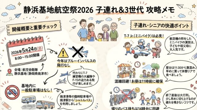 静浜基地航空祭2026のスケジュールやアクセス！屋台など見どころは？