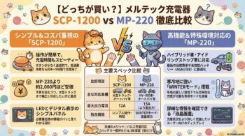 メルテック充電器scp-1200とmp-220の違いを比較！どっちがおすすめ？