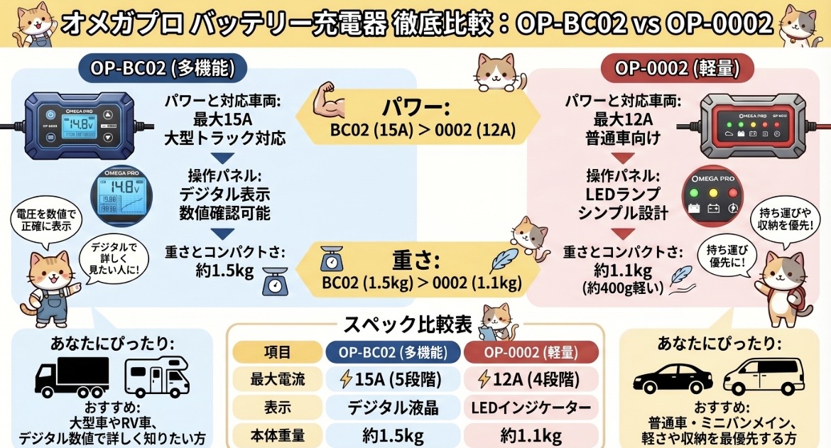 オメガプロop-bc02とOP-0002の違いを比較！どっちがおすすめ？