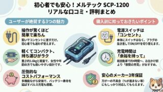 メルテック充電器scp-1200の口コミ評判レビュー！使い方は？