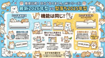 RAS-WR2526SとRAS-WR2525Sの違いを比較！型落ちでも機能充分？日立白くまくん