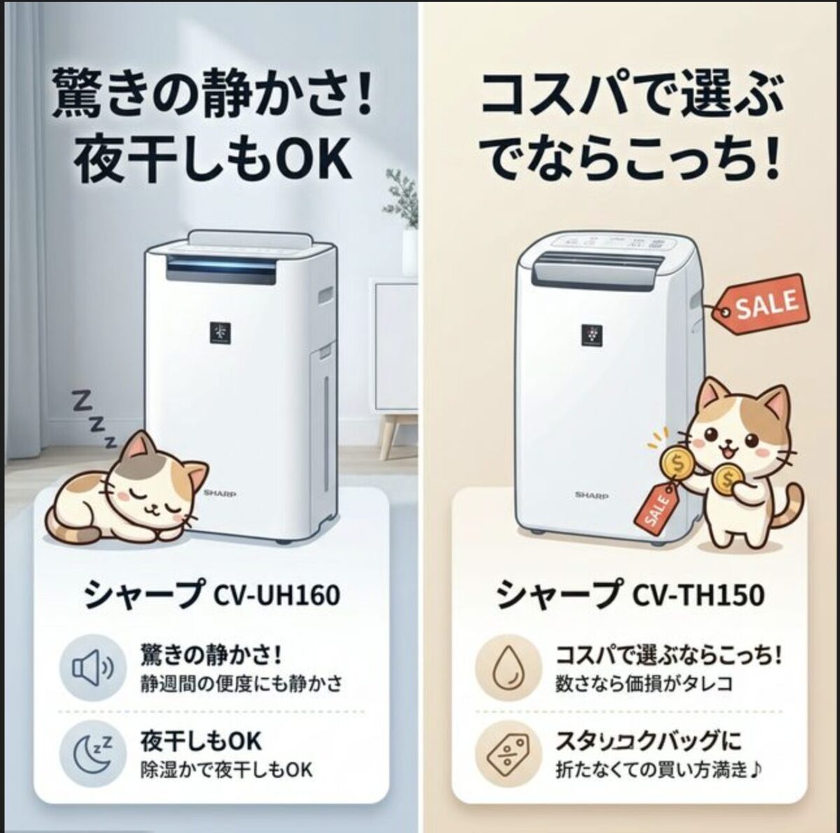 CV-UH160とCV-TH150の違いを比較！型落ちでも機能充分？どっちを選べばいい?