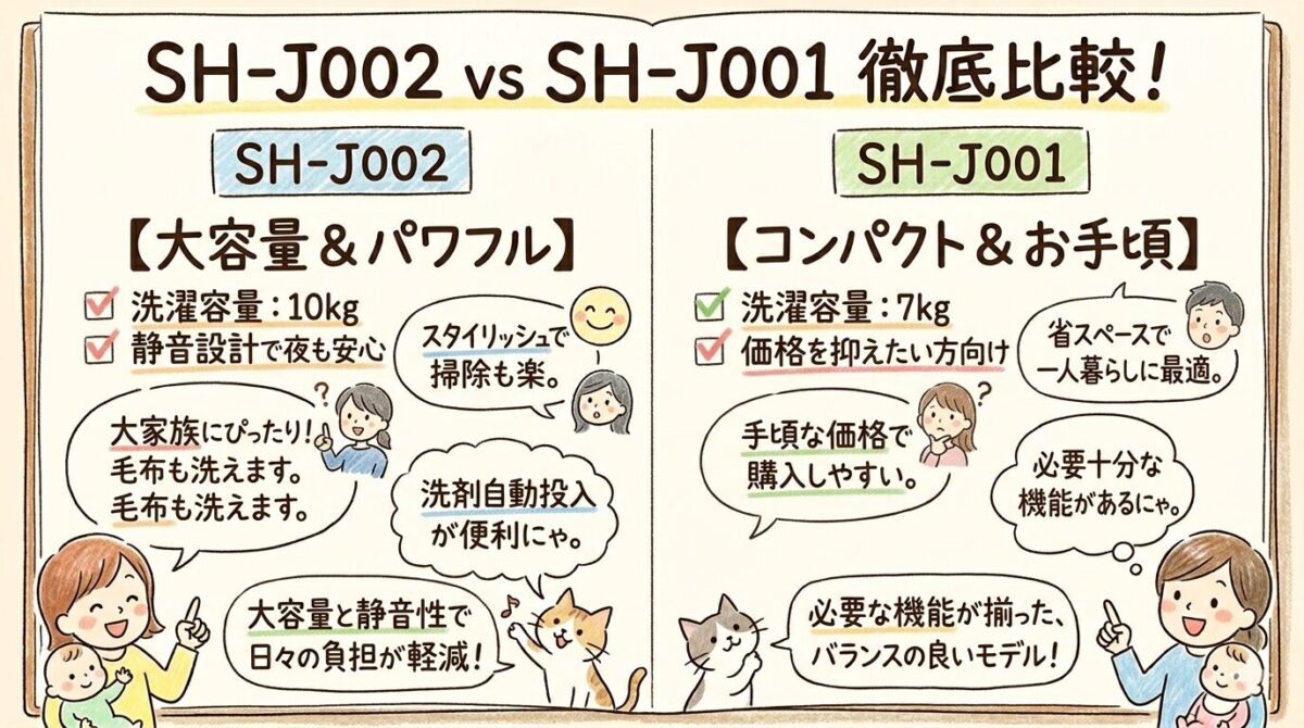SH-J002とSH-J001の違いを比較！どっちがおすすめ？SHOJIKIコードレス掃除機
