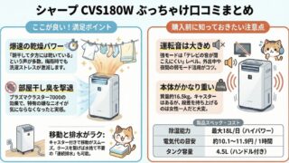 シャープCVS180Wの口コミ評価レビュー！電気代や音はうるさい？静か？衣類乾燥除湿機