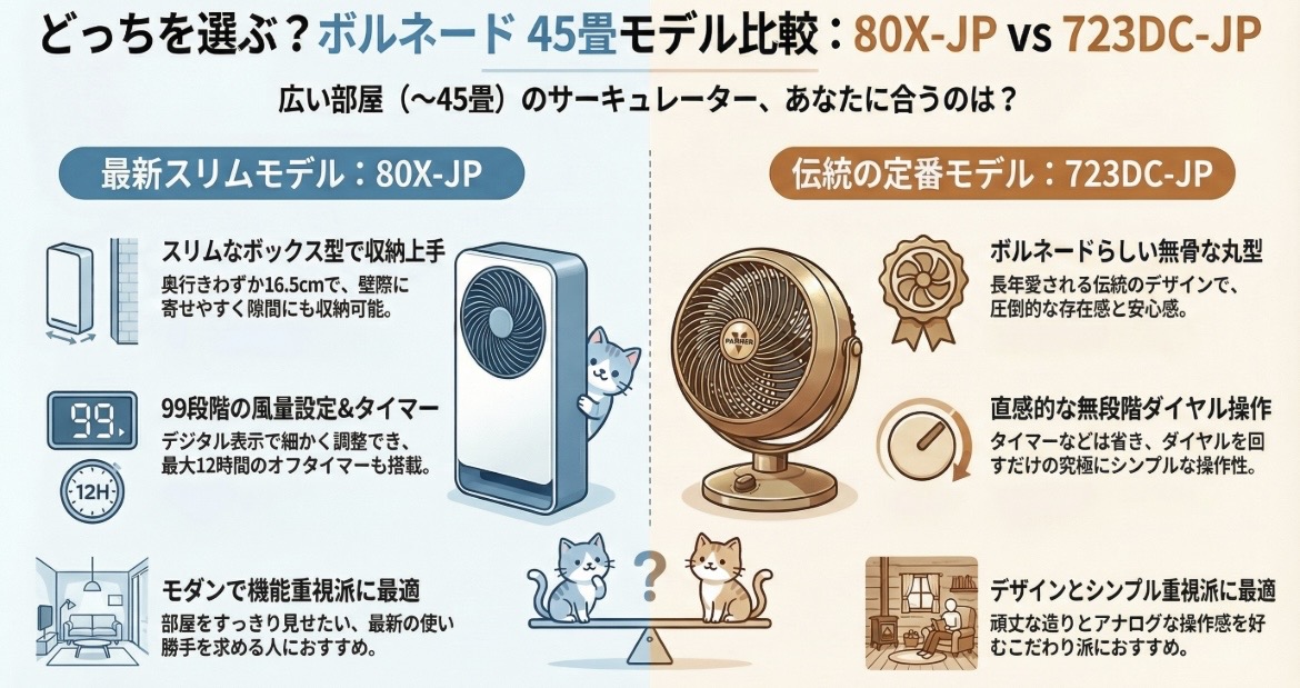 80X-JPと723DC-JPの違いを比較！型落ちでも機能充分？どっちがおすすめ？