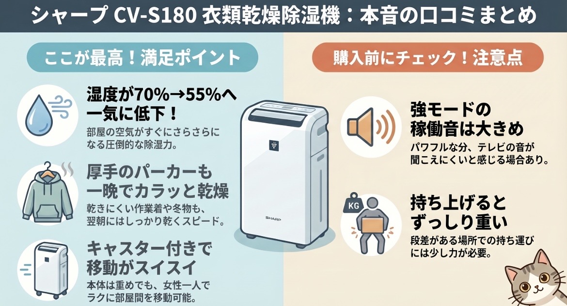 CV-S180の口コミ評価レビュー！乾燥スピードや音はうるさい？衣類乾燥除湿機