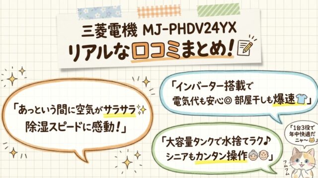 MJ-PHDV24YXの口コミ評価レビュー！電気代・消費電力は？音はうるさい？美空感