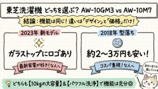 AW-10GM3とAW-10M7の違いを比較！型落ちでも機能充分？東芝洗濯機