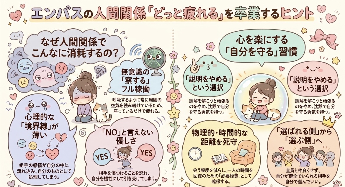 エンパスが人間関係で疲れる理由｜苦手な人の特徴と楽になる付き合い方を解説