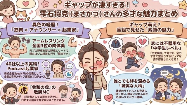 雫石将克(まさかつ)が気になる！恋愛病院メンバーの筋肉・野球経歴・学歴・ラジオ・起業を応援者目線で紹介