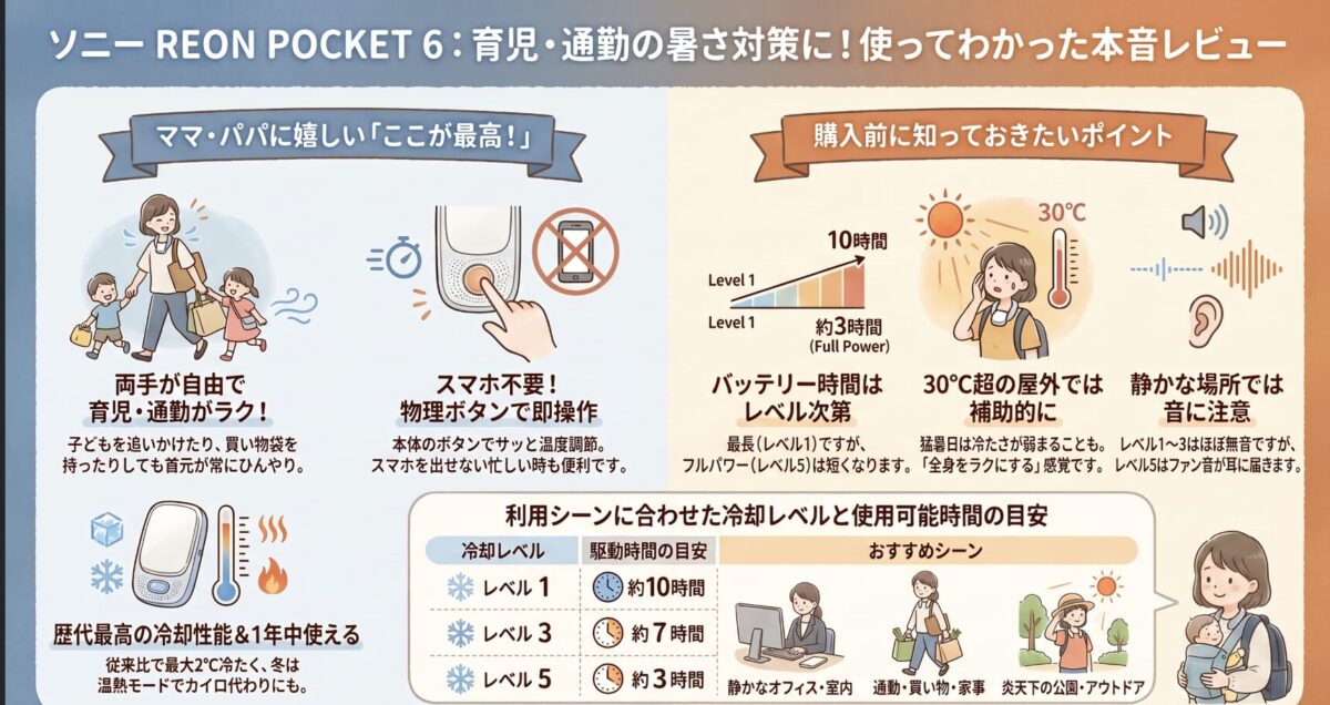 REON POCKET 6の口コミ評判レビュー！冷却効果は？音はうるさい？ソニーウェアラブルサーモデバイス