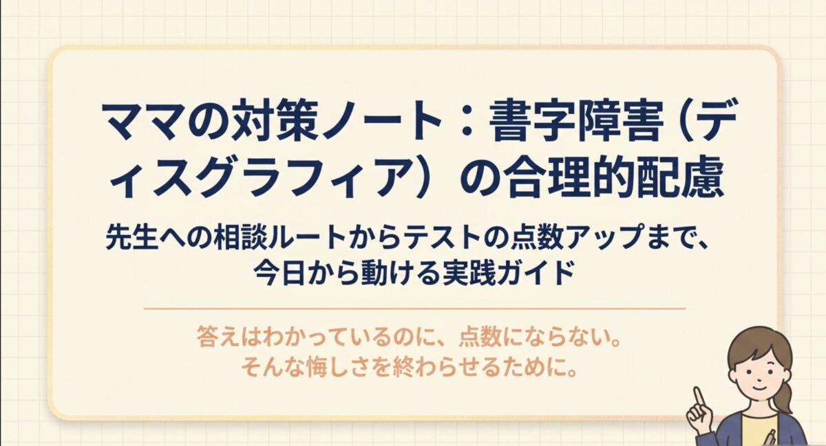 書字障害（ディスグラフィア）の合理的配慮｜テストで使える配慮例・先生への伝え方と文例まとめ