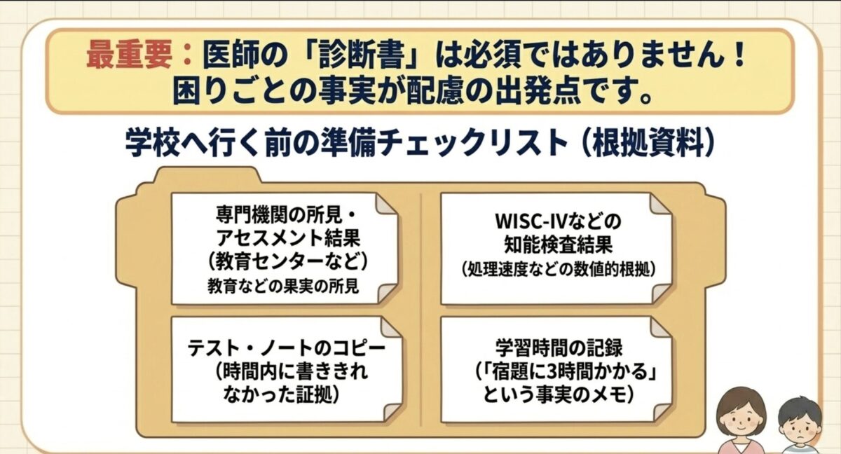 学校へ行く前の準備チェックリスト 診断書は必須ではありません