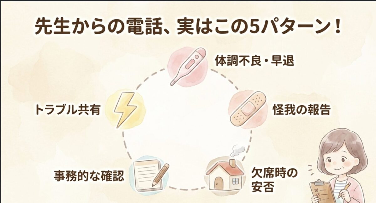 先生からの電話、実はこの5パターン（体調不良・怪我・欠席・事務・トラブル）