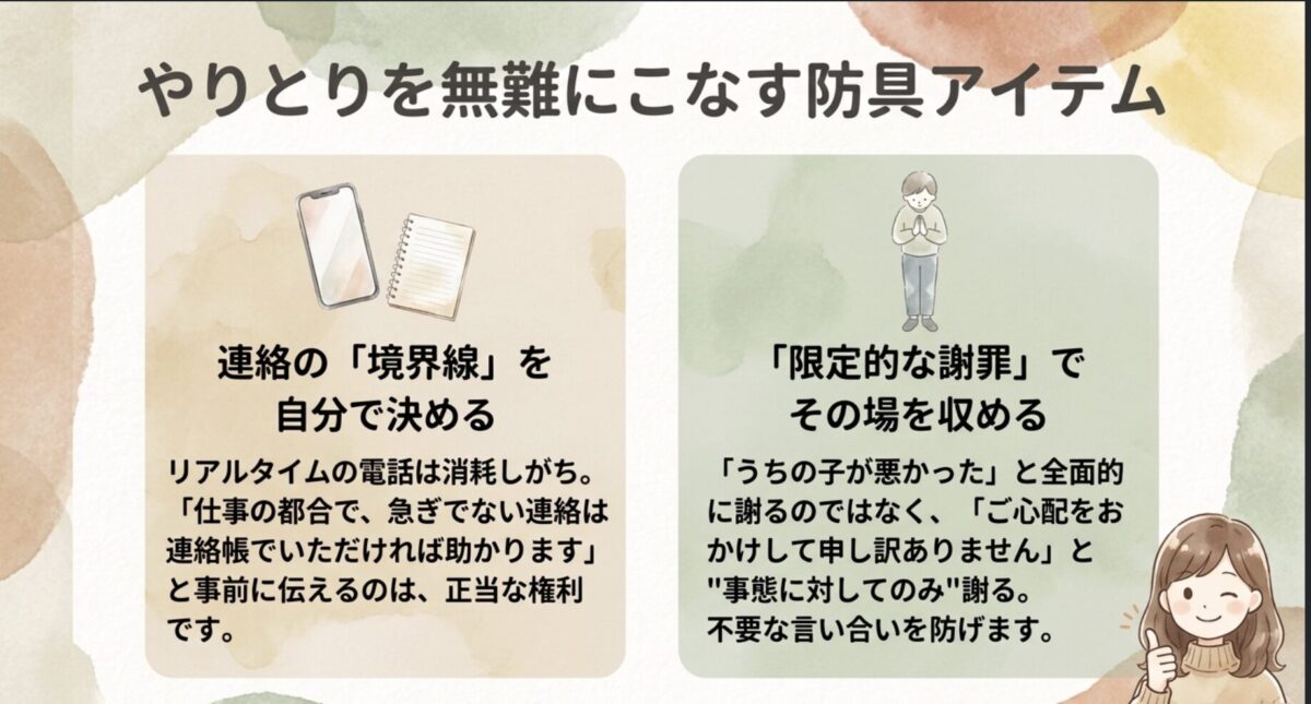 やりとりを無難にこなす防具アイテム｜連絡の「境界線」を自分で決める・「限定的な謝罪」でその場を収める