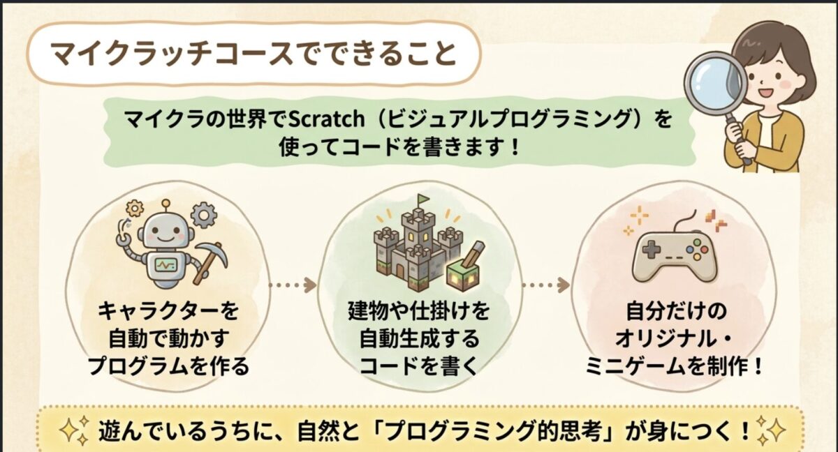 マイクラッチコースでできること