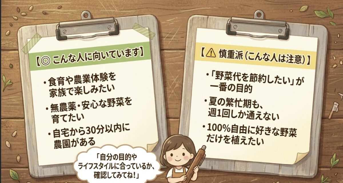 シェア畑が向いている人・慎重に検討した方がいい人