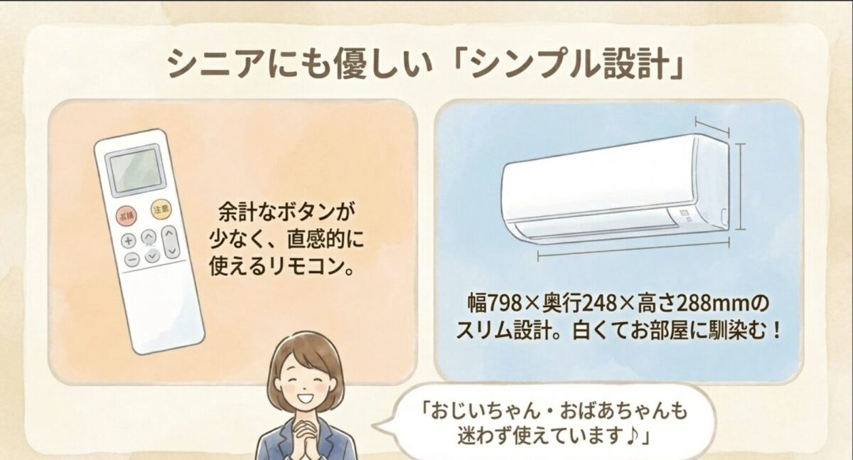 シニアにも優しいシンプル設計