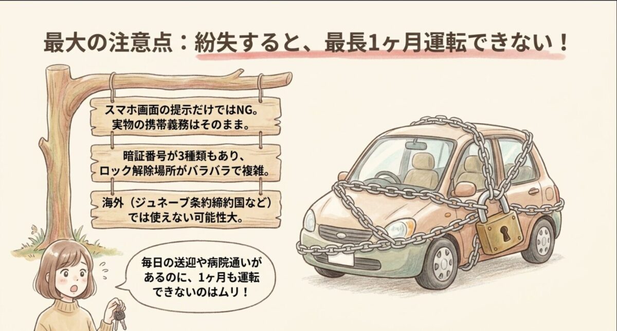 マイナ免許証の最大の注意点:紛失すると最長1ヶ月運転できない